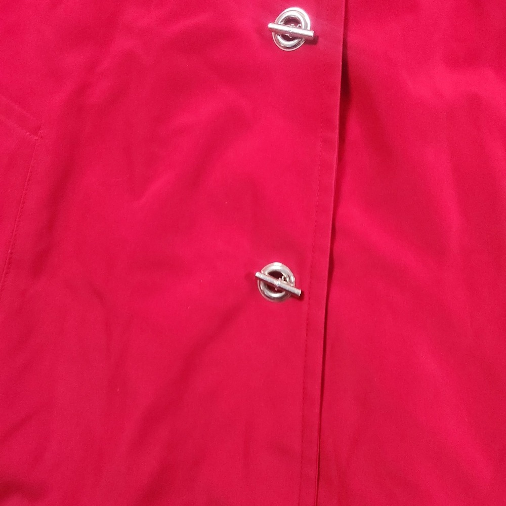 Fog by London Fog Red Trench Coat Womens Size  L Removable Hood Outerwear Jacket - Picture 2 of 7